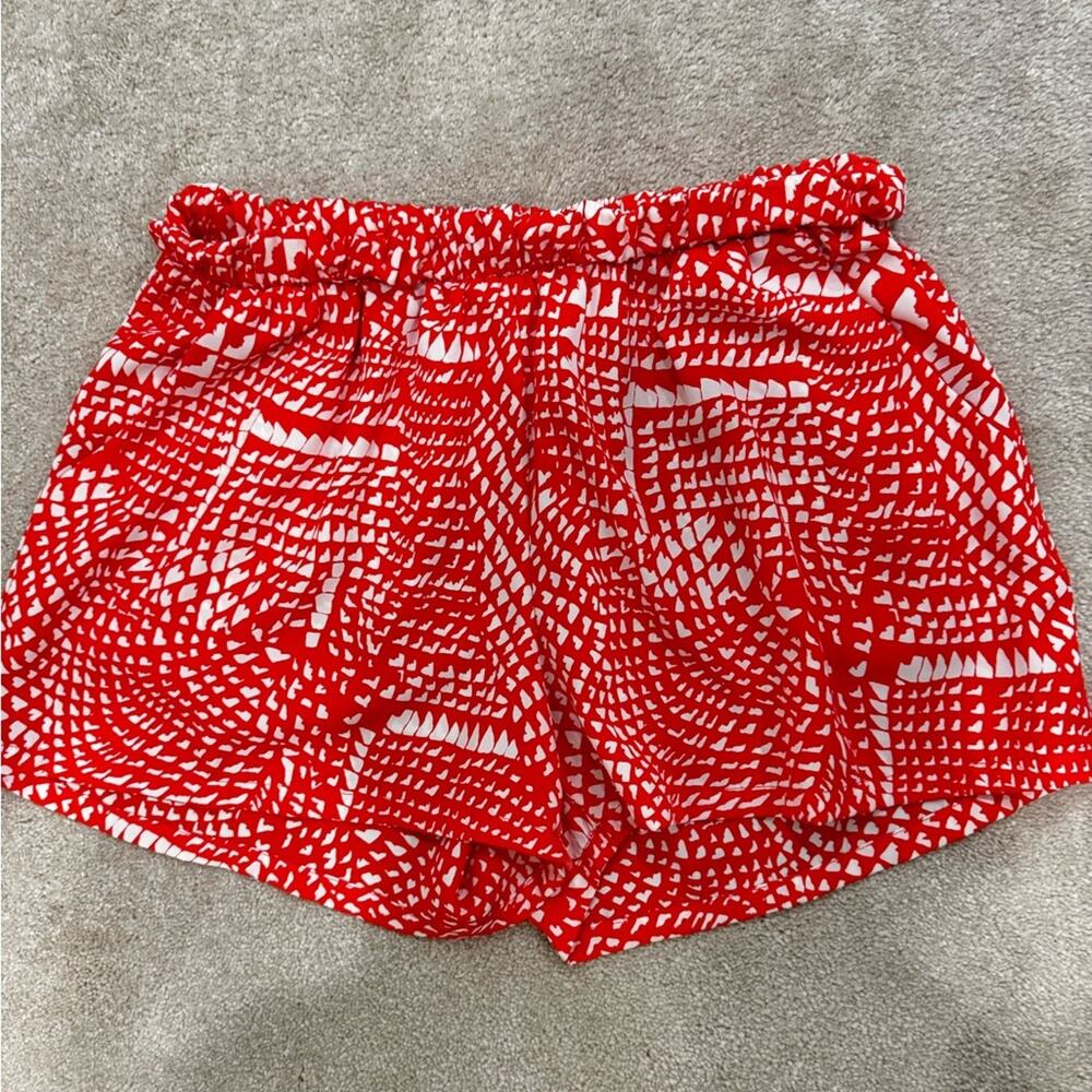Tyche orange and White print shorts, size L